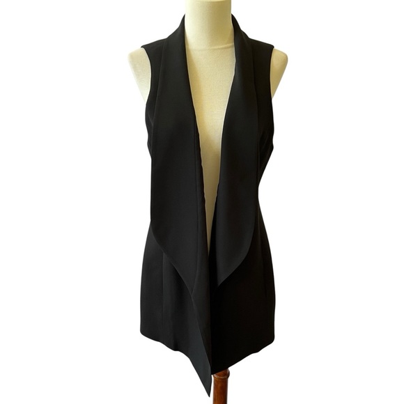 EILEEN FISHER VEST S OPEN FRONT LONG LINE SILK SHAWL COLLAR CLASSIC LUXURY CHIC - Picture 2 of 11